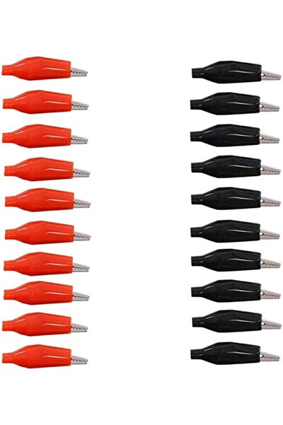 Choice1 مشابك تمساح سوداء وحمراء، كل 10 قطع، 20 قطعة، 1.1 بوصة/28 مم، مشابك ا...