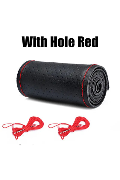 Choice With Hole Red Artificial Leather Steering Wheel Cover Anti-Slip Braidi...