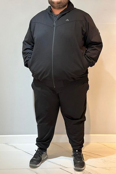 REMSA Μεγάλο μέγεθος Extra Oversize 24722 Μαύρο Σετ ανδρικής φόρμας Cotton Special Production