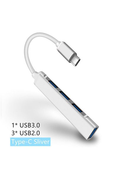 Choice Type C White Aluminum Alloy Splitter Multi-function One Drag Four Hubs Hub Expander High-speed Compu