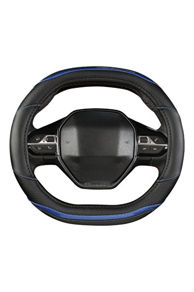 Choice غطاء عجلة قيادة سيارة بيجو 3008 4008 5008 باللون الأزرق مصنوع من ألياف الكربون + جلد البولي يوريثان، إكسسوارات السيارات