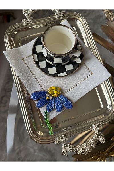 Hatice sakallı design 1 Τεμάχιο Ηλίανθος Χαμομήλι Χάντρες με κεντημένη πέτρα σερβιέτα παρουσίασης καφέ
