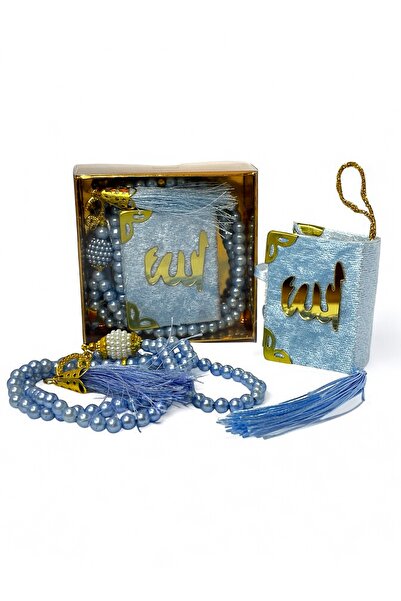 Loggia Set Coran albastru și mărgele de rugăciune, cutie specială, ciucuri, c...