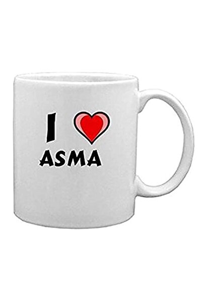 Be Care White mug printed with the phrase I love Asma