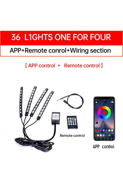 Choice20 شريط إضاءة زخرفي للدراجات النارية 36LED 12V يعمل بالريموت كنترول مع ...