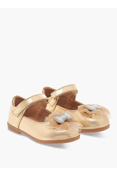 Flora Bella by Shoexpress Floral Bella Bow Embellished Mary Jane Shoes with Hook and Loop Closure
