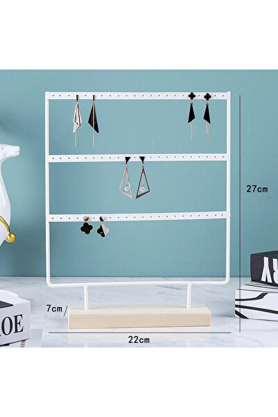 Choice White 27cm Earring Stand Wooden Base Jewelry Towel with Holes Hanging ...