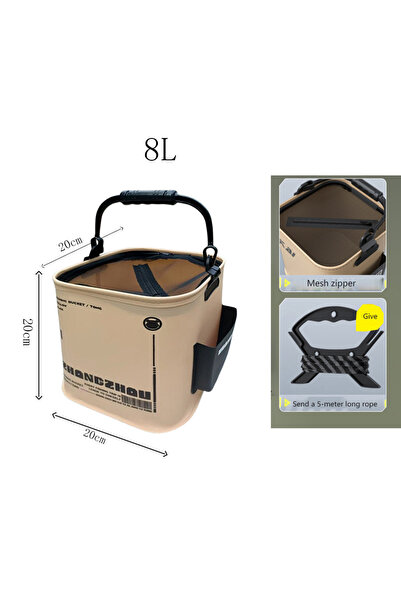 Choice 8L Outdoor Fishing Bucket Foldable and Portable Net Live Fish Bucket E...