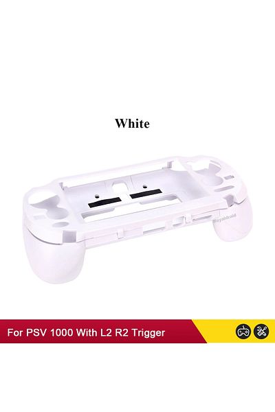 HeroAngel White Black White Frosted Hand Grip Joypad Stand Case with L2 R2 Trigger Button For PSV 1000 PS VITA