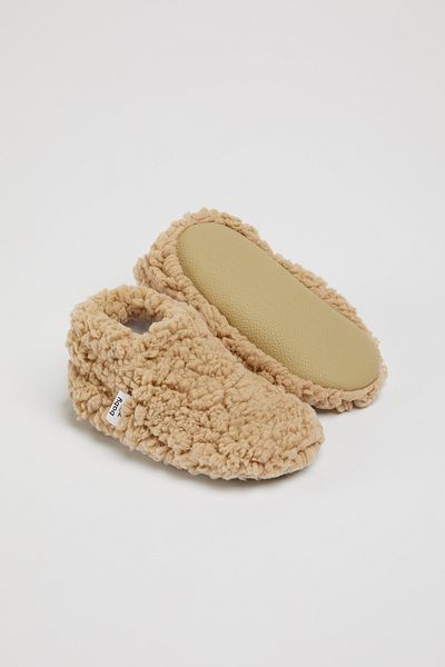 BabyZilla Teddy Baby Booties, Non-Slip Sole, Home Nursery Shoes, Organic Cotton Lining, Home Boot Slippers