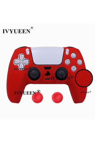 Choice Red Ivyueen Studded Protective Cover Skin For Playstation 5 Dualsense Ps5 Controller Silicone Gamepa