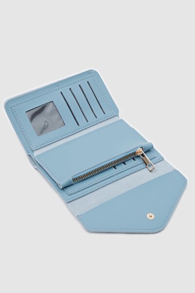OLLBAG Zarf Detaylı Nakit ve Bozuk Para Bölmeli Cüzdan-MAVİ