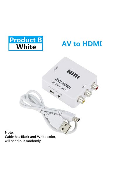 PzzPss محول AV2HD White 1080P HDMI-متوافق إلى AV Scaler محول فيديو مركب RCA إلى HDMI-متوافق