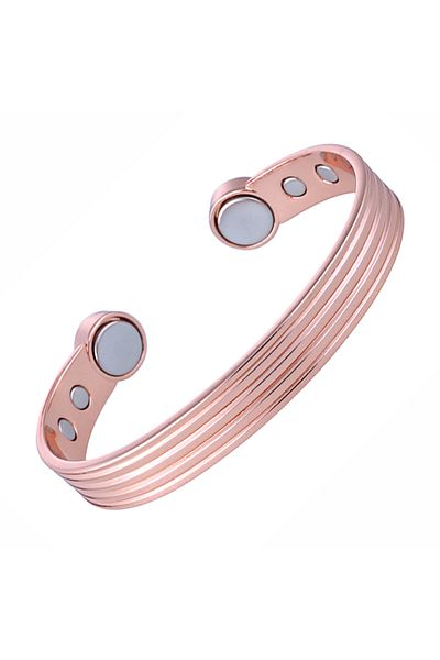 Choice 60-65mm Rose Gold-A Pure Copper Bracelets for Men Women Rose Gold Color Adjustable Cuff Bangles Arth