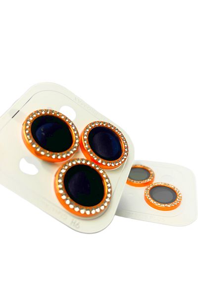 Choice for 13 13mini(2pcs orange Diamond Camera Protector Film For iPhone 14 15 Plus 15 Pro Max  Lens Prote