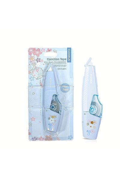 Choice Light Blue KHINSUN School Correction Tape with Refill Pen Style White Out Corrector Easy Replaceable