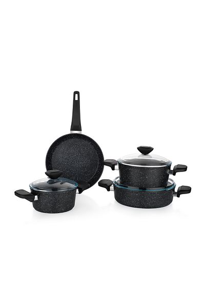 Schafer Etna Fireproof Non-Stick Cookware Set 7 Pieces-Black