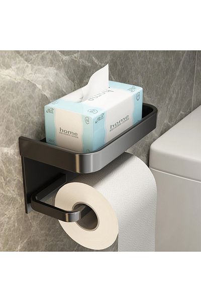Choice Standard black Toilet Paper Roll holder With Shelf Aluminum Toilet Paper dispenser No Drill Tissue