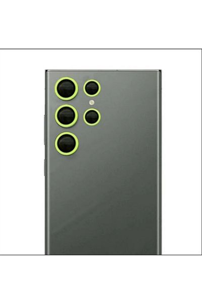 Choice مجموعة حماية زجاجية مقواة لهاتف Galaxy S24 Ultra باللون الأخضر اللامع المضيء للكاميرا لهاتف Samsung Galaxy S2