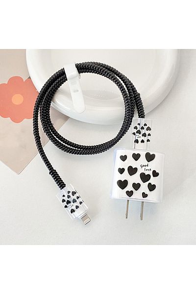 Choice GRAY Good Luck Love Charging Data Cable Protector For iPhone 18/20w Charger Protective Cover Winder