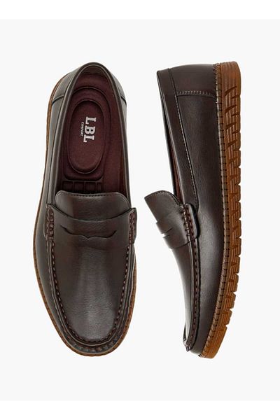 LBL by Shoexpress Textured Slip-On Loafers with Cutout Detail