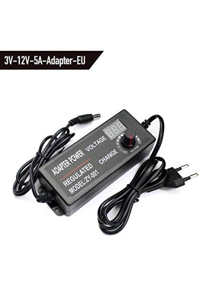 Choice16 محول طاقة تيار متردد قابل للتعديل من 3 فولت إلى 12 فولت - 5 أمبير، ي...