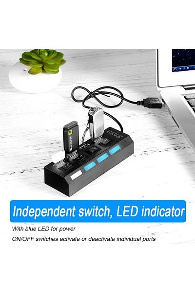 Choice 4-port separator USB HUB USB Switch Hub 2.0 Adapter High Speed Multi 7 Ports Hub USB On Off Portable