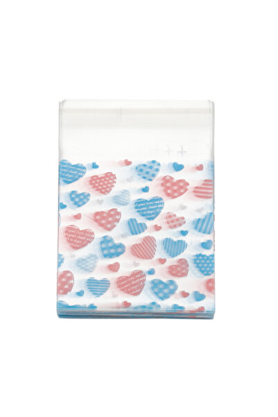 Choice 50 قطعة من أكياس بلاستيكية شفافة ذاتية اللصق على شكل قلب أزرق وردي 50 ...