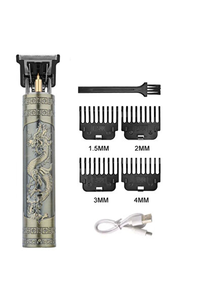 060-BronzeDragon Carving Hair Clipper Professional Hair Cutting Machine Barber Rechargeable Hair Tri