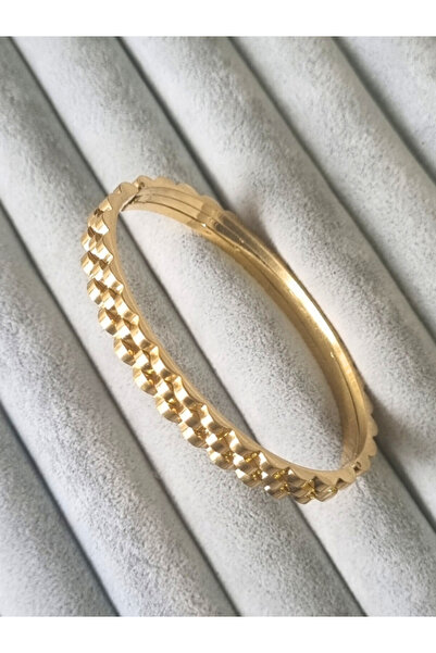 MSA TREND سوار نسائي من الفولاذ موديل رولكس لون ذهبي 316 L سوار من الفولاذ الاسترليني