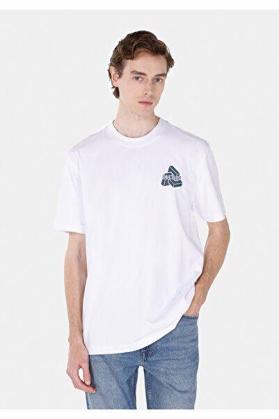 Colin's Tricou alb cu mânecă scurtă pentru bărbați, cu gât rotund, confortabil