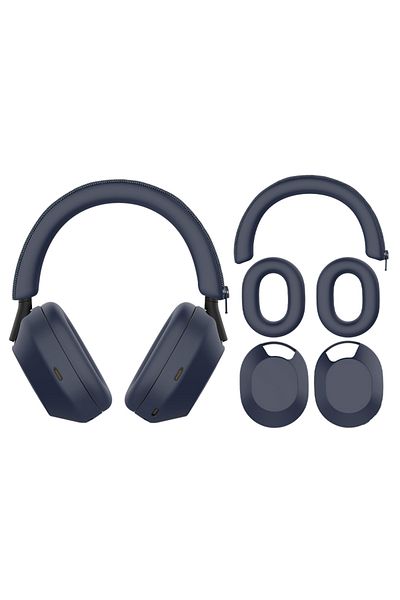Shunmaii Dark Blue Headphone Protective Case Headset Headbeam Sleeve for Sony WH-1000XM5 Headphones Silicone