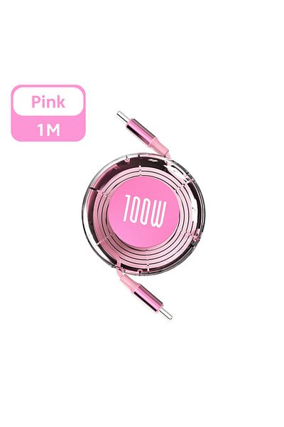 Choice Pink 1m Retractable PD 100W Cable USB Type C to Type C Fast Charging USB C to USB C Cable for iphone