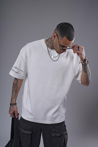 king brich Μπλουζάκι Unisex Oversize Fit με στάμπα στην πλάτη και λεπτομέρεια κεντήματος