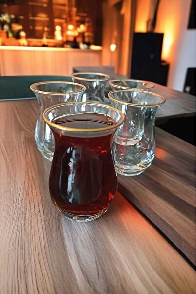 Paşabahçe Pack of 6 175 Cc Galata Tea Glasses - Gilded