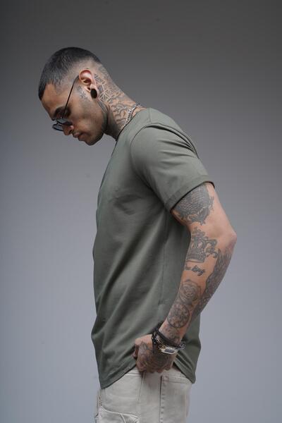 king brich Filthy Collar Sleeve Fold Regular Fit Plain Basic Men's T-Shirt