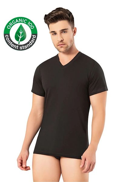 OMERA 100% Organic Cotton Rib Men's T-Shirt & Undershirt, Ocs Certified 5 Pieces