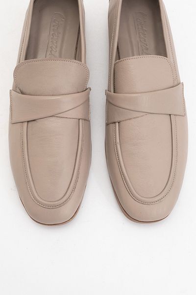 LuviShoes Γυναικεία Loafer Παπούτσια SPLICE Stone Γνήσιο Δέρμα