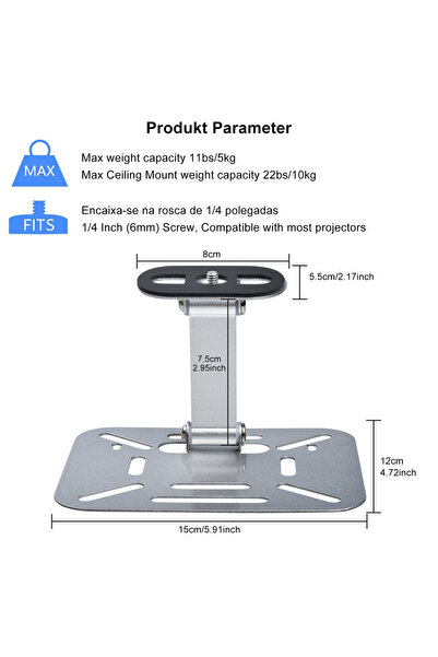 Choice حامل جهاز عرض مكتبي فضي، حامل طاولة، حامل جهاز عرض متحرك، قابل للإزالة...