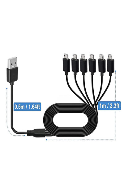 Choice A to 6xMicro 150cm 1 to 6 Micro USB Multi Charging Cable USB A 2.0 to ...