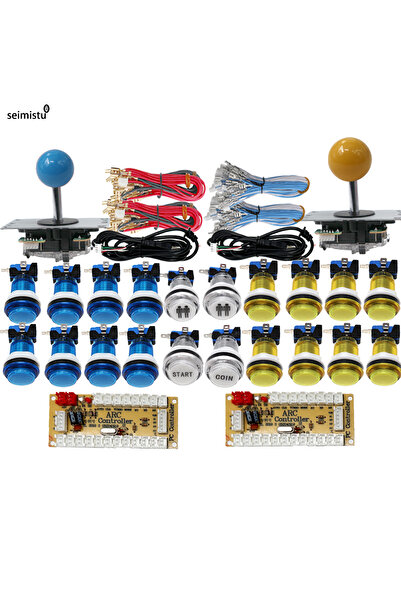 Choice yellow-blue DIY PC Raspberry Pi Arcade joystick Game Kit With LED Push Button American Style Joysti