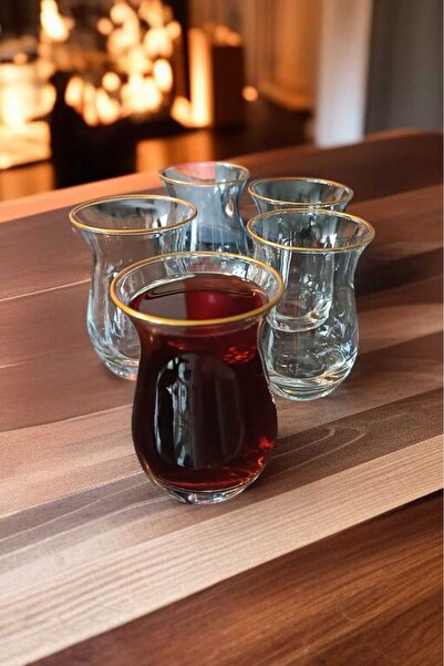 Paşabahçe Pack of 6 175 Cc Galata Tea Glasses - Gilded