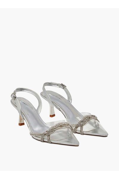 Flora Bella by Shoexpress Flora Bella Studded Pointed Toe Shoes with Buckle Closure and Kitten Heels