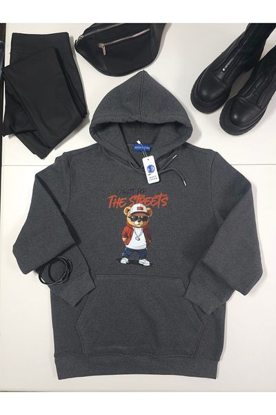 M MOONCOVER Φούτερ Unisex με κουκούλα Teddy printed - 3 νήματα