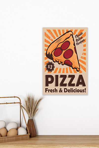 qoeuyl boutique Ρετρό Διακόσμηση Πίτσας Νο:4 18x27 MDF Ξύλινη αφίσα