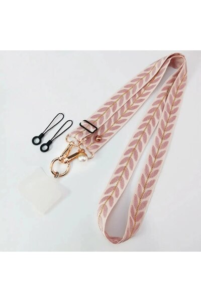 Choice cotton and linen Pink Adjustable Long Mobile Phone Lanyard Crossbody C...