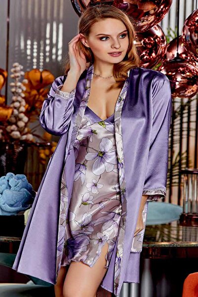 Jeremi Set cămașă de noapte și halat din satin