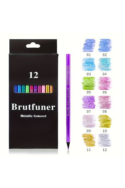 Choice 12 color Brutfuner 24/50/72 Metallic Colored Pencils, Colored Pencils for Adult Coloring, Soft Core