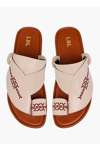 LBL by Shoexpress Embroidered Slip-On Arabic Sandals with Toe Loop
