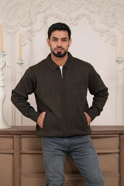 Woolen World Ζακέτα από πλέξιμο από ατσάλι με κλασική επένδυση με φερμουάρ Polo Collar